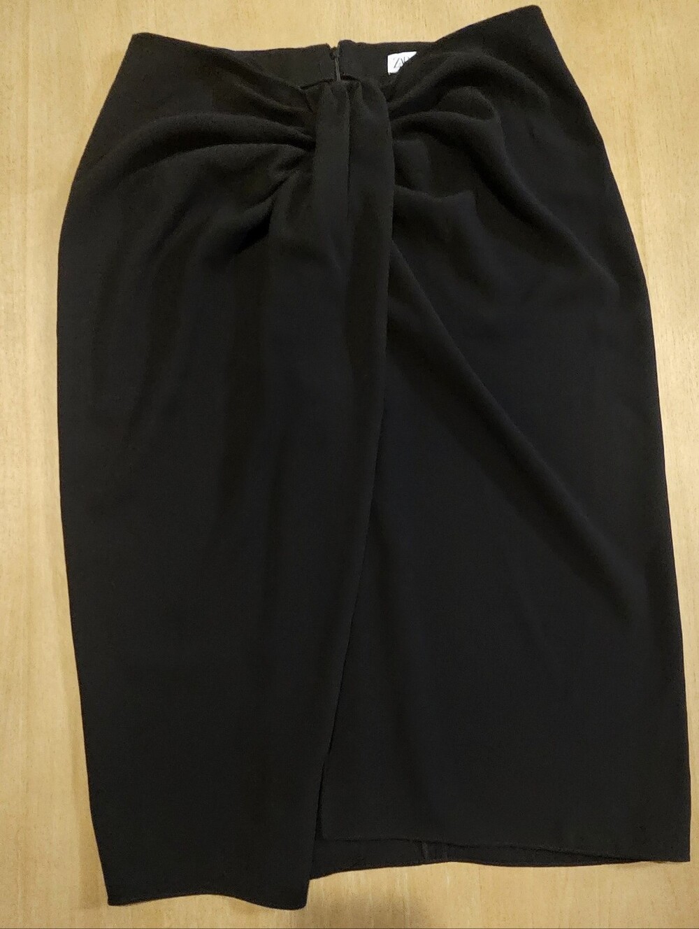 Zara Black Pareo Midi Skirt XL | Draped Knot Front | Resort Coastal Chic - Picture 6 of 10